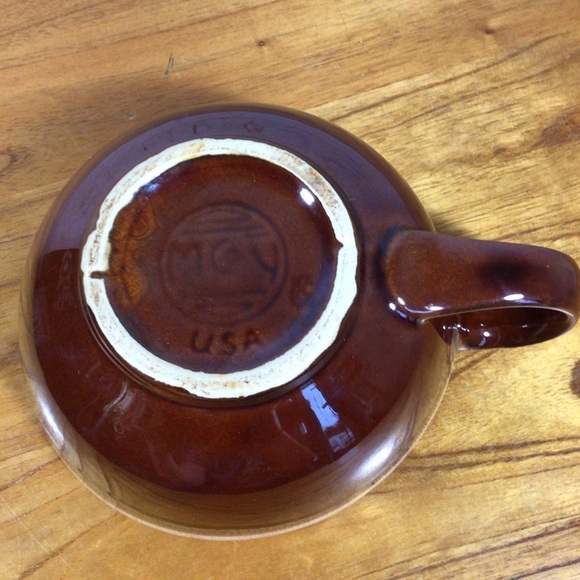 Vintage McCoy Brown Drip Glaze Soup Chowder Chili Ceramic Handled Mug - Picture 9 of 9